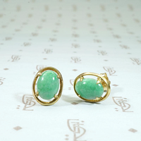 Vintage Jade Studs in Gold Halos