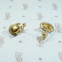 Vintage Jade Studs in Gold Halos