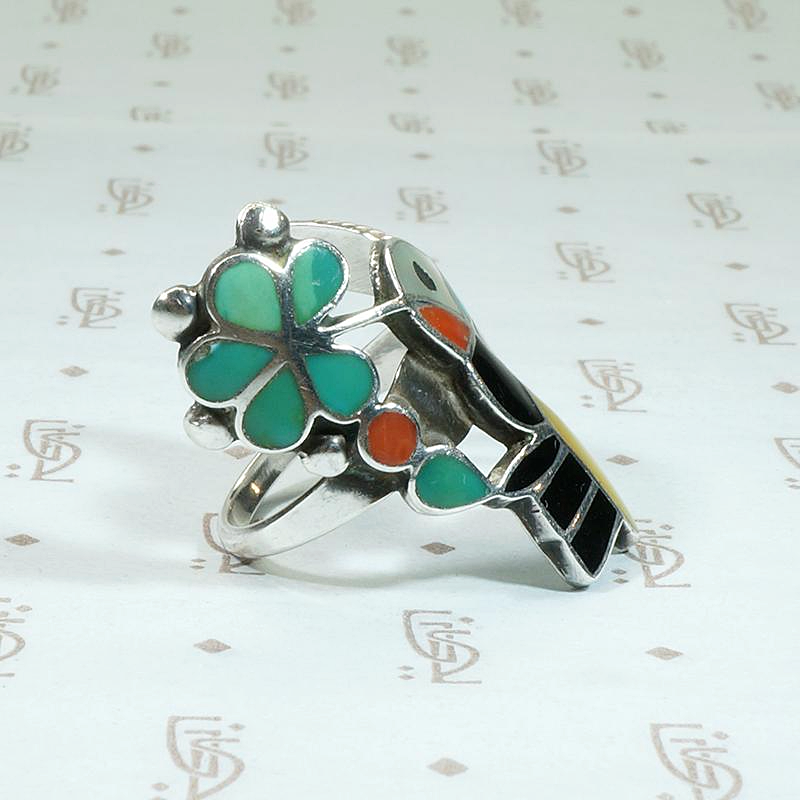 Hummingbird in the Hand Gem Inlay Ring