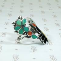 Hummingbird in the Hand Gem Inlay Ring