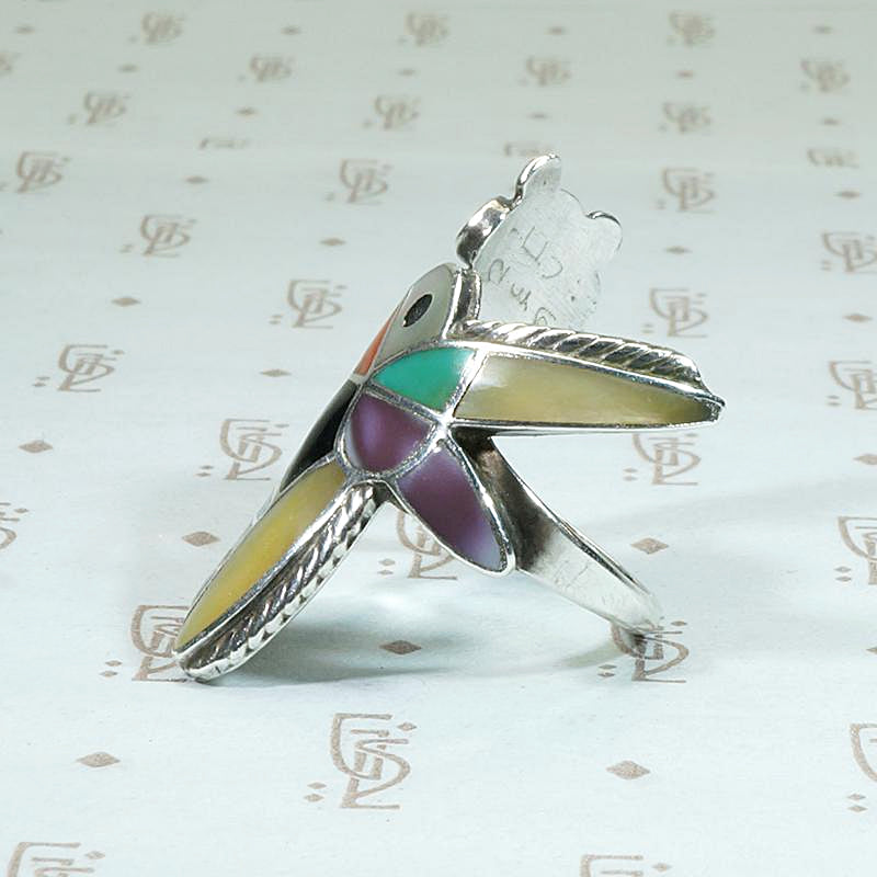 Hummingbird in the Hand Gem Inlay Ring