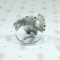 Hummingbird in the Hand Gem Inlay Ring