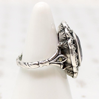 Amethyst Ring with Silver Whorls & Glittering Marcasites