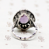 Amethyst Ring with Silver Whorls & Glittering Marcasites