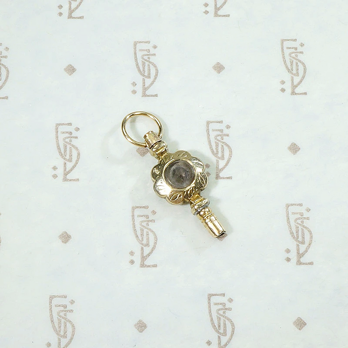 Georgian Flower Watch Key with Agate