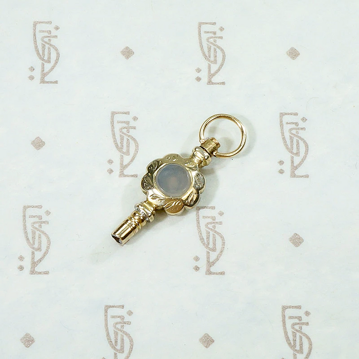 Georgian Flower Watch Key with Agate