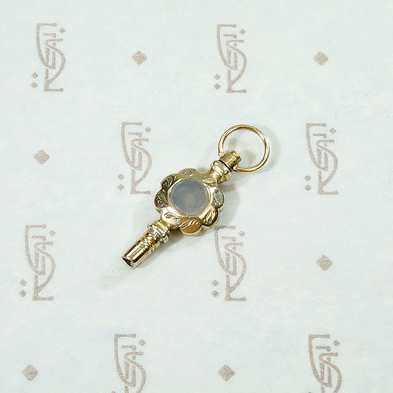 Georgian Flower Watch Key with Agate