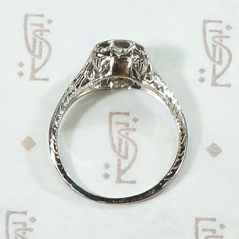 Diamond Solitaire Engagement Ring with Filigreed Hearts 