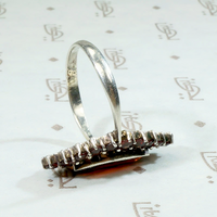 Czech Marquis Garnet with Rose Cut Halo Ring