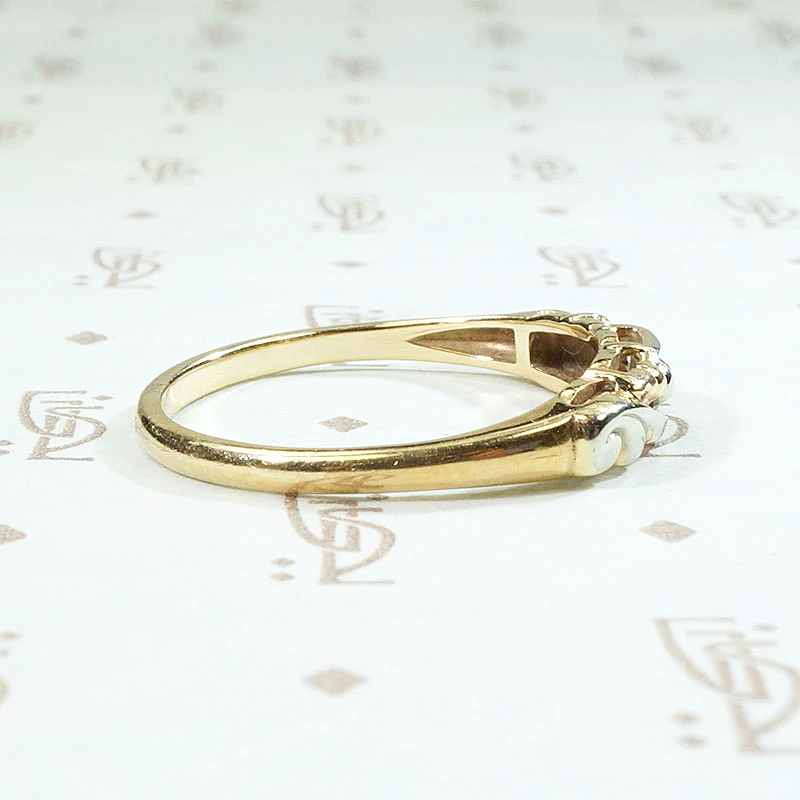 Beautifully Sculpted Two Tone Asymmetric Wedding Band
