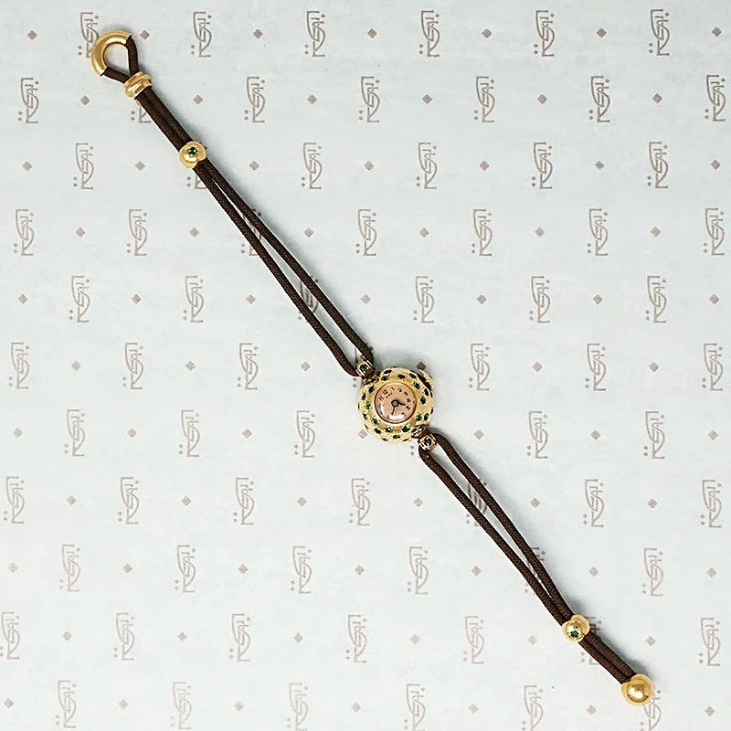 Spectacular Retro Ladies Watch Set with Emeralds