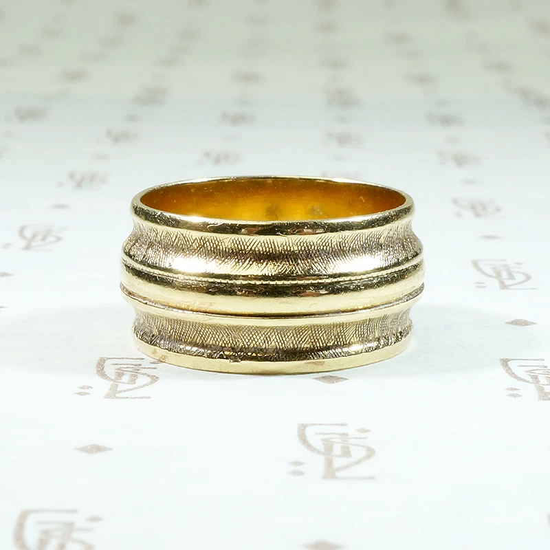 Curvy Crosshatch Wide Mid Century Gold BandCurvy Crosshatch Wide Mid Century Gold Band