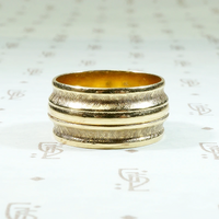 Curvy Crosshatch Wide Mid Century Gold BandCurvy Crosshatch Wide Mid Century Gold Band