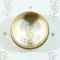 Curvy Crosshatch Wide Mid Century Gold Band