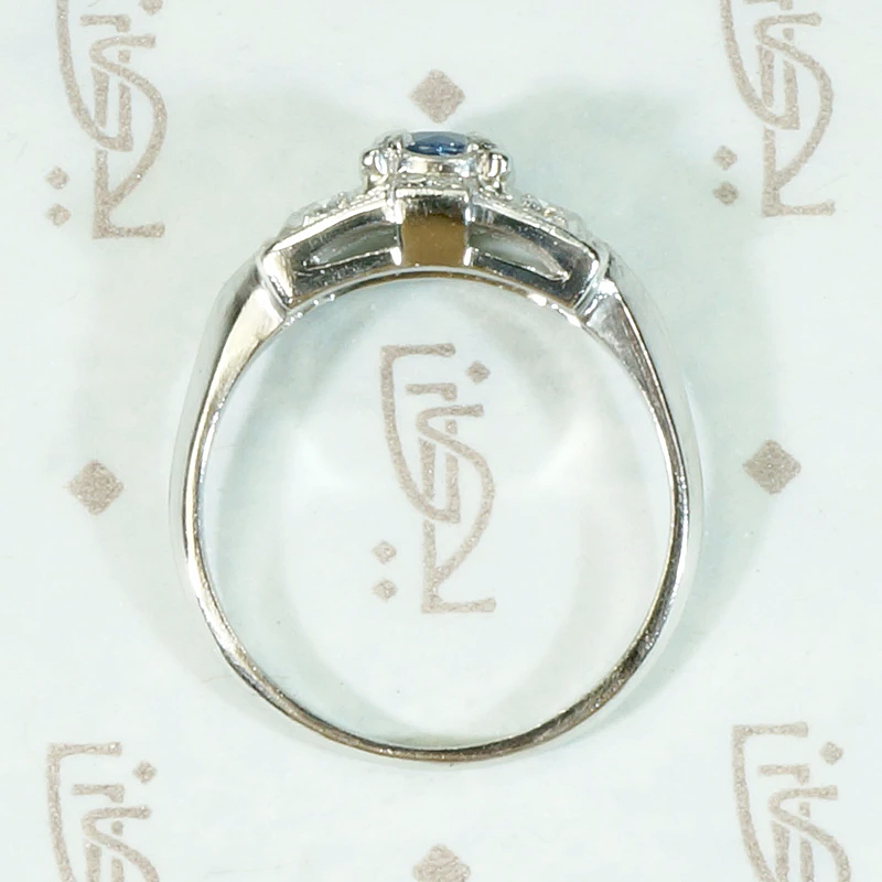 Sapphire & Diamond in Platinum Deco Ring