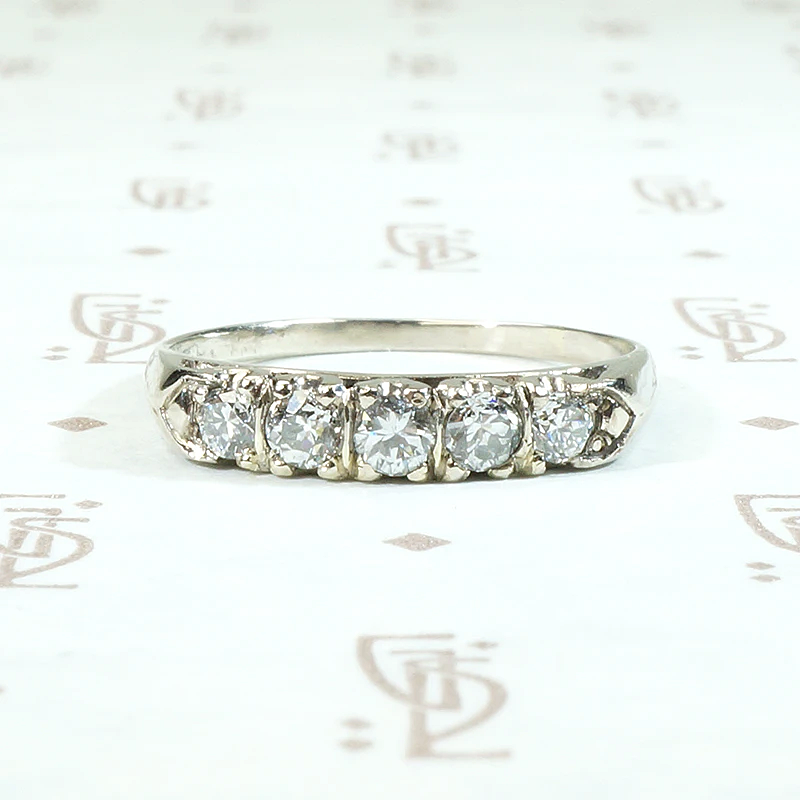 Pretty Five Diamond Wedding Band with Knife Edge Detail