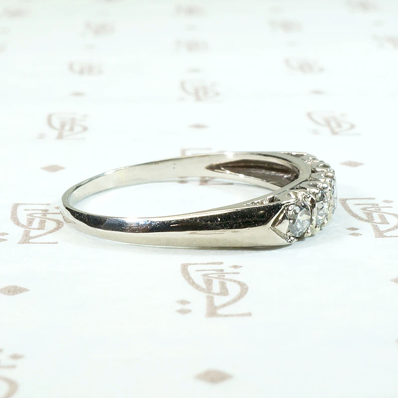 Pretty Five Diamond Wedding Band with Knife Edge Detail