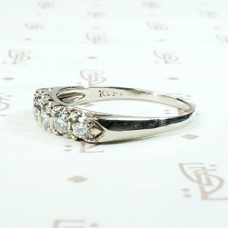 Pretty Five Diamond Wedding Band with Knife Edge Detail
