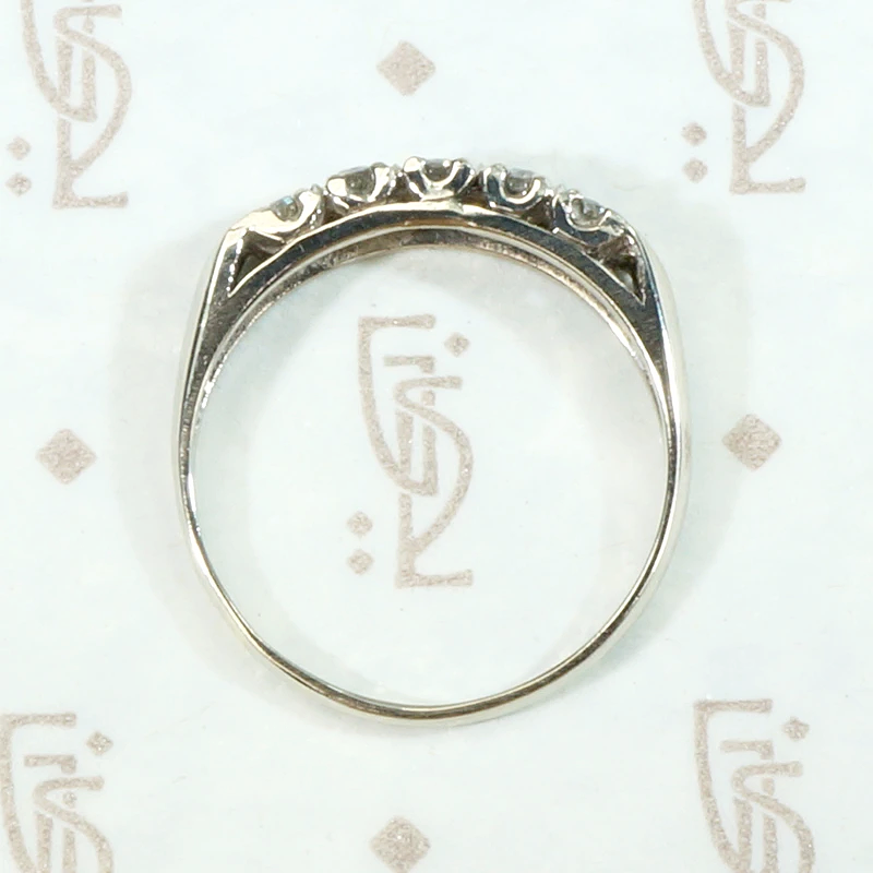 Pretty Five Diamond Wedding Band with Knife Edge Detail
