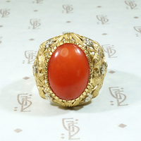 Glittering Gold & Platinum Flowers Red Gem Ring
