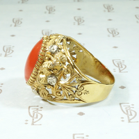 Glittering Gold & Platinum Flowers Red Gem Ring