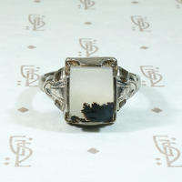 Picture Agate in 1920s Silver Buckle Ring