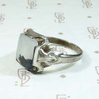 Picture Agate in 1920s Silver Buckle Ring