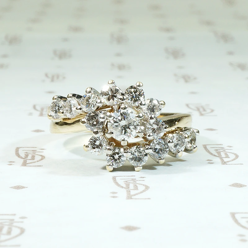 Sparkling Swirl of 70s Diamonds Engagement Ring