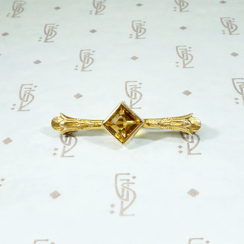 Darling Citrine Egyptian Revival Bar Pin