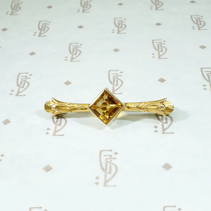Darling Citrine Egyptian Revival Bar Pin