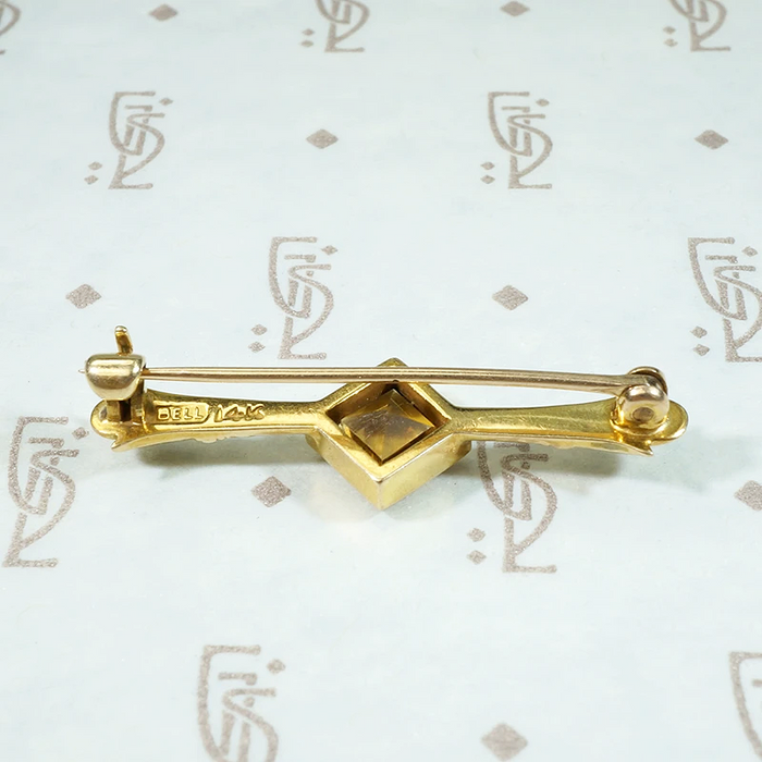 Darling Citrine Egyptian Revival Bar Pin