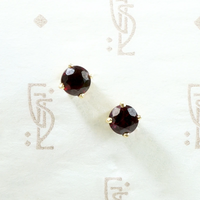 Vintage Garnets in Gold Basket Stud Earrings