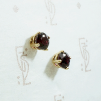 Vintage Garnets in Gold Basket Stud Earrings