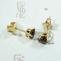 Vintage Garnets in Gold Basket Stud Earrings