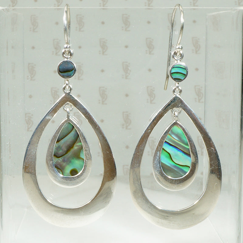 Dreamy Double Drop Earrings with Abalone Inlay