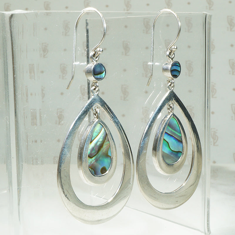 Dreamy Double Drop Earrings with Abalone Inlay