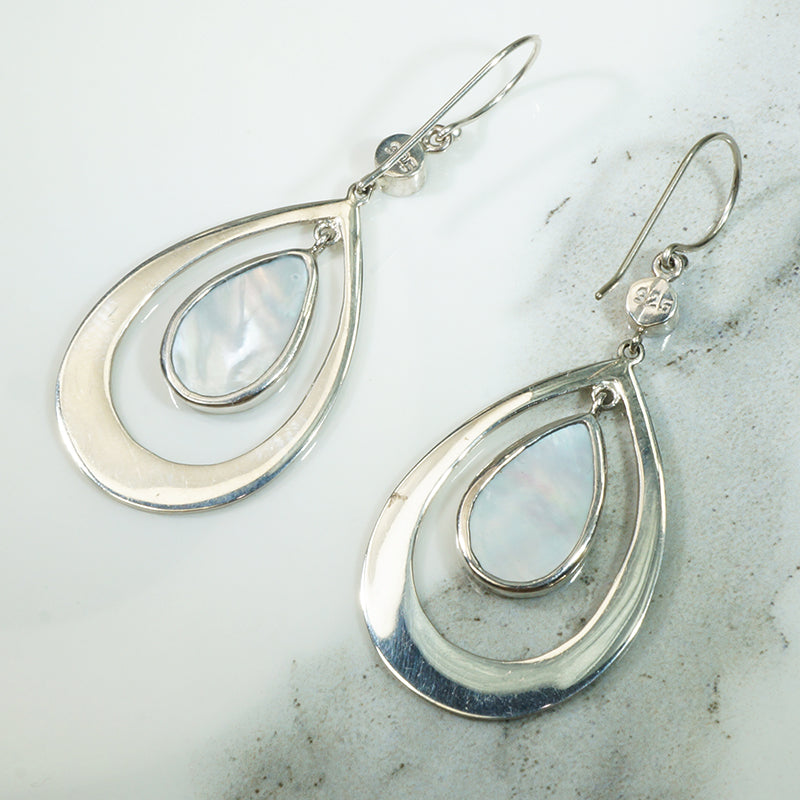 Dreamy Double Drop Earrings with Abalone Inlay