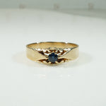 Sapphire Gold Victorian Belcher Ring