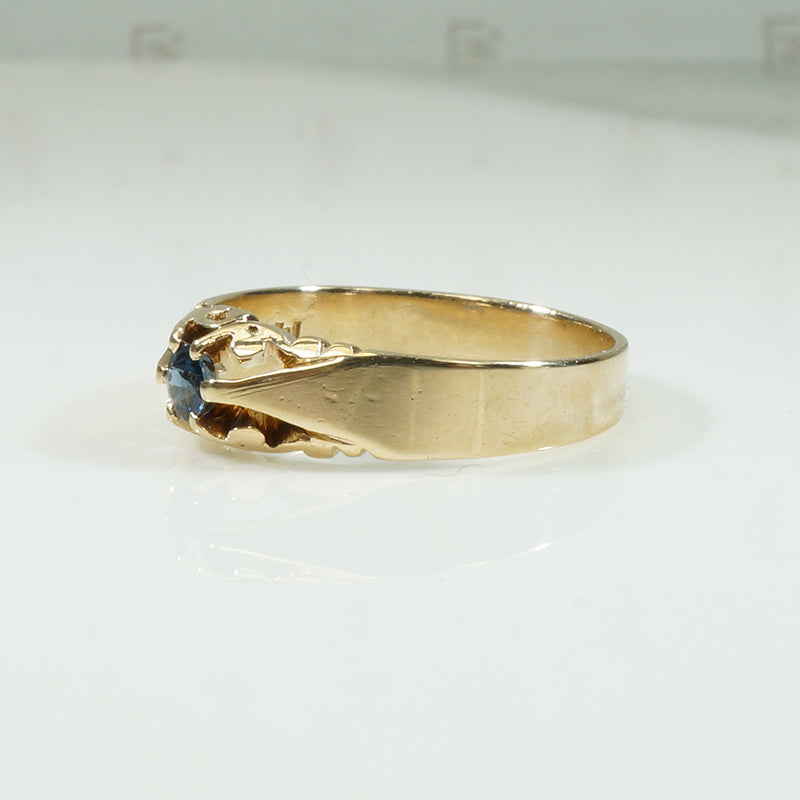 Sapphire Gold Victorian Belcher Ring