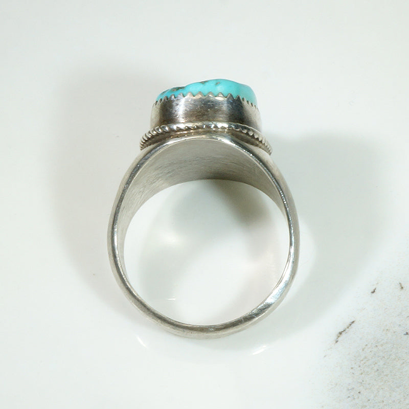 Chunky Mens Turquoise Nugget Silver Signet Ring