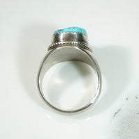 Chunky Mens Turquoise Nugget Silver Signet Ring