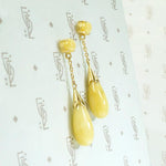 Buttery Yellow Jade & Gold Pendant Earrings