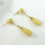 Buttery Yellow Jade & Gold Pendant Earrings