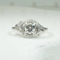 Romantic Scrolled Diamond & Platinum Bypass Ring