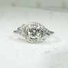 Romantic Scrolled Diamond & Platinum Bypass Ring