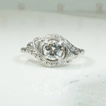 Romantic Scrolled Diamond & Platinum Bypass Ring