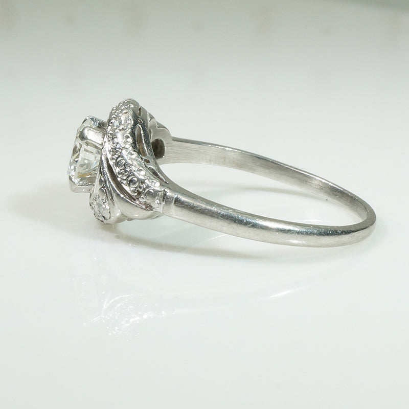 Romantic Scrolled Diamond & Platinum Bypass Ring