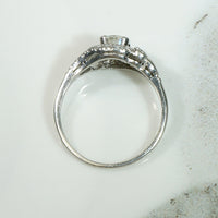 Romantic Scrolled Diamond & Platinum Bypass Ring