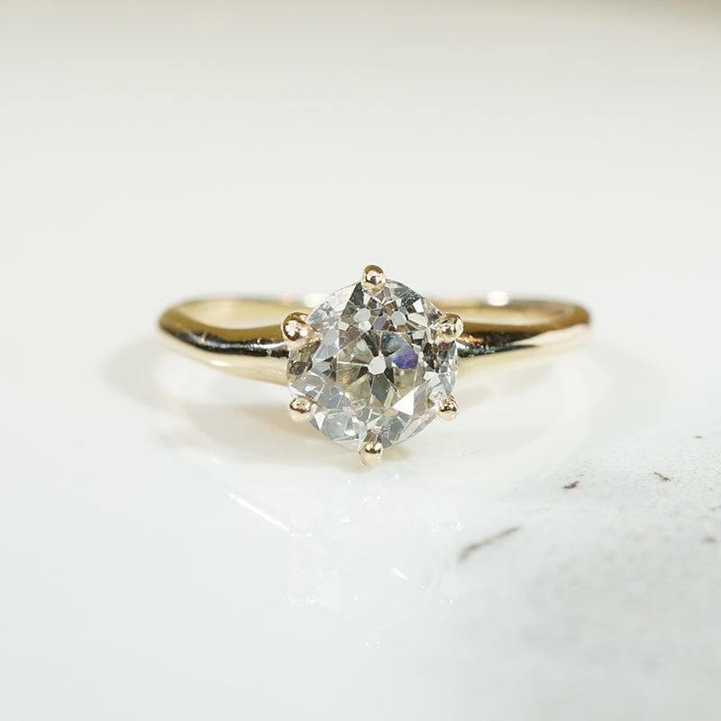 Old European Cut Diamond Solitaire c1890