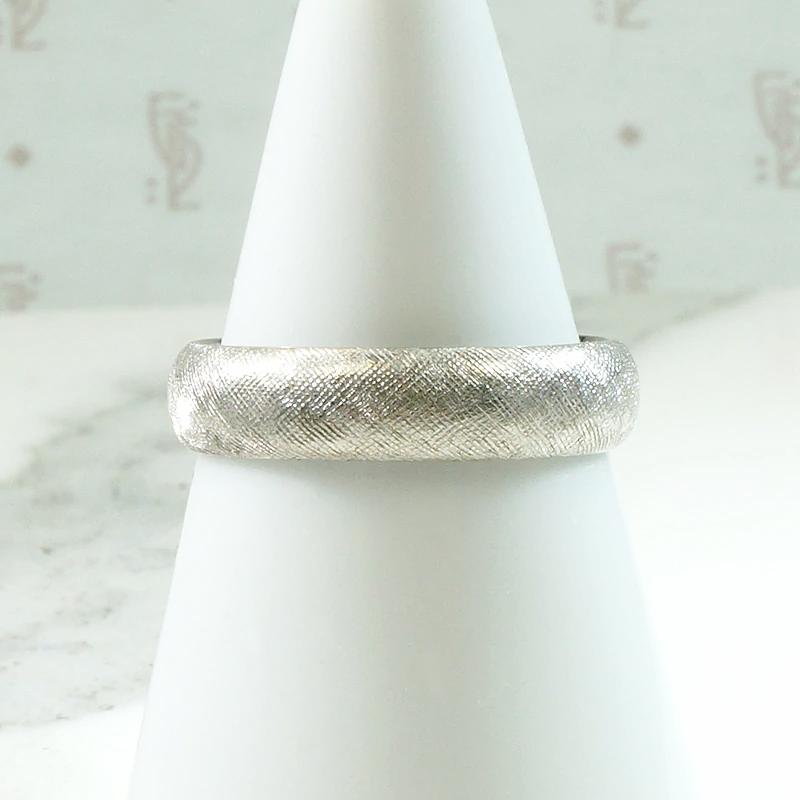 White Gold Wedding Band with Florentine Finish